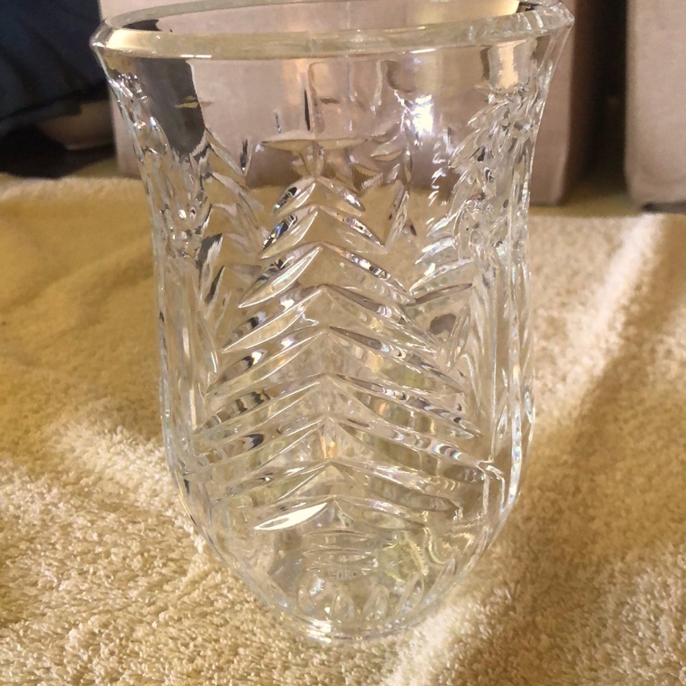 Mikasa Christmas Tree Hurricane Shade sconce crystal Glass 7”x4.5” 2.5lbs